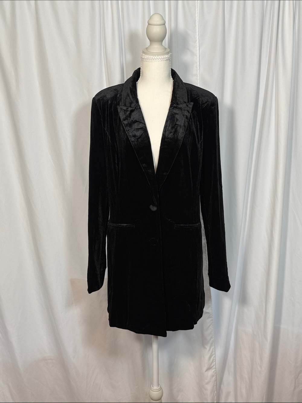 BiBi Black Velvet Blazer Jacket for Women